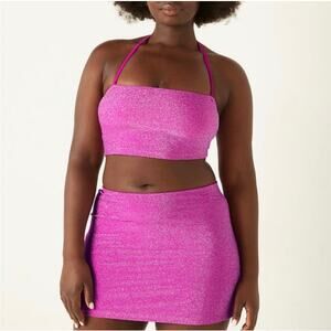 Victoria’s Secret PINK  Shimmer Pink Bandeau Halter Bikini Top Size XL